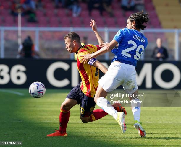 Alexis Blin of US Lecce is playing during the Serie A TIM match between US Lecce and Empoli FC in Lecce, Italy, on April 13, 2024.