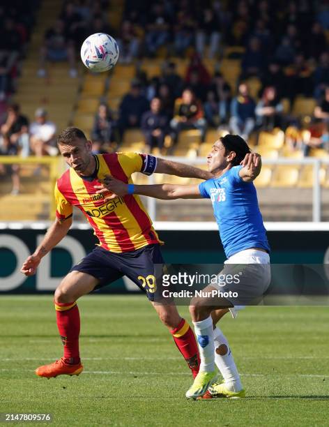Alexis Blin of US Lecce is playing during the Serie A TIM match between US Lecce and Empoli FC in Lecce, Italy, on April 13, 2024.