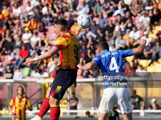 Roberto Piccoli of US Lecce is playing during the Serie A TIM match between US Lecce and Empoli FC in Lecce, Italy, on April 13, 2024.