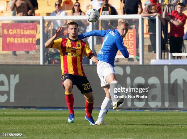 Viktor Kovalenko of Empoli FC is playing during the Serie A TIM match between US Lecce and Empoli FC in Lecce, Italy, on April 13, 2024.