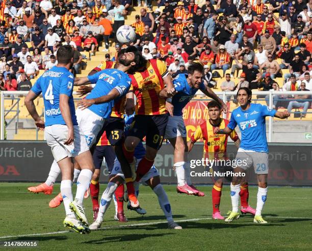 Roberto Piccoli of US Lecce is playing during the Serie A TIM match between US Lecce and Empoli FC in Lecce, Italy, on April 13, 2024.