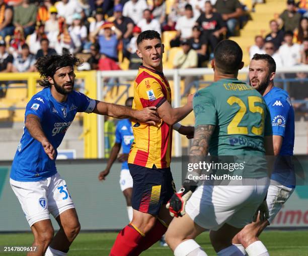 Roberto Piccoli of US Lecce is playing during the Serie A TIM match between US Lecce and Empoli FC in Lecce, Italy, on April 13, 2024.