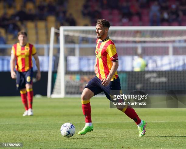 Remi Oudin of US Lecce is playing during the Serie A TIM match between US Lecce and Empoli FC in Lecce, Italy, on April 13, 2024.