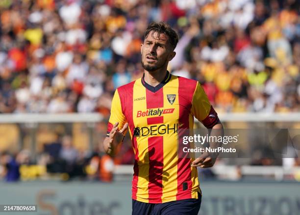 Remi Oudin of US Lecce is playing during the Serie A TIM match between US Lecce and Empoli FC in Lecce, Italy, on April 13, 2024.