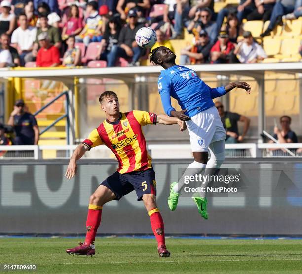 Baye Niang of Empoli FC is playing during the Serie A TIM match between US Lecce and Empoli FC in Lecce, Italy, on April 13, 2024.