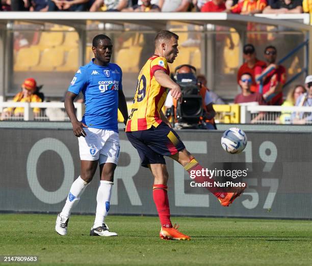 Alexis Blin of US Lecce is playing during the Serie A TIM match between US Lecce and Empoli FC in Lecce, Italy, on April 13, 2024.