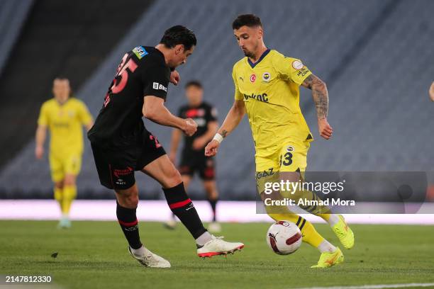 April 14: Rade Krunic of Fenerbahce controls the ball during the Turkish Super League match between Fatih Karagumruk and Fenerbahce at Ataturk...