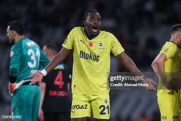 April 14: Bright Osayi-Samuel of Fenerbahce reacts during the Turkish Super League match between Fatih Karagumruk and Fenerbahce at Ataturk Olympic...