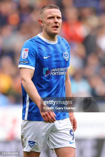 Colby Bishop of Portsmouth during the Sky Bet League One match between Bolton Wanderers and Portsmouth at Toughsheet Community Stadium on April 13,...