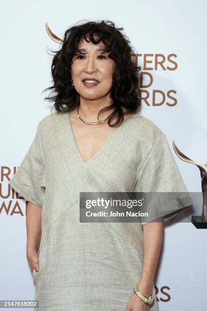 Sandra Oh at the 2024 Writers Guild Awards held at The Edison Ballroom on April 14, 2024 in New York City.