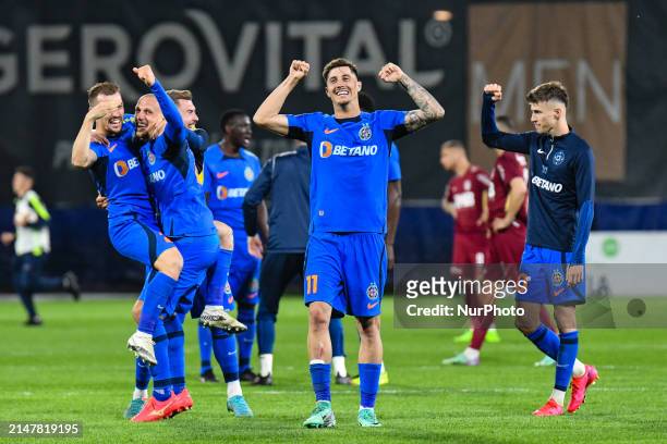 Darius Olaru is in action during the Romania Superliga Play Off between CFR 1907 Cluj and FCSB at Dr. Constantin Radulescu Stadium in Cluj-Napoca,...