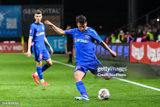 Risto Radunovic is in action during the Romania Superliga Play Off between CFR 1907 Cluj and FCSB at Dr. Constantin Radulescu Stadium in Cluj-Napoca,...