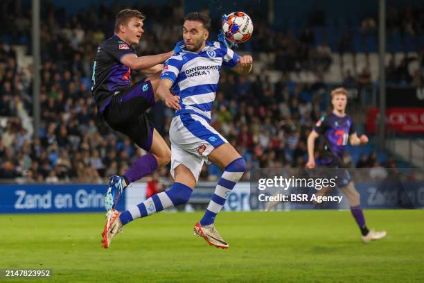 Alex Plat of Telstar, Mimoun Mahi of De Graafschap during the Dutch Keukenkampioendivisie match between De Graafschap and Telstar at Stadion de...