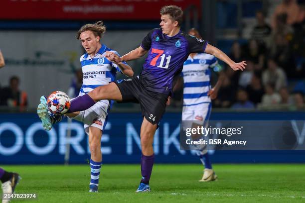 Donny Warmerdam of De Graafschap, Alex Plat of Telstar during the Dutch Keukenkampioendivisie match between De Graafschap and Telstar at Stadion de...