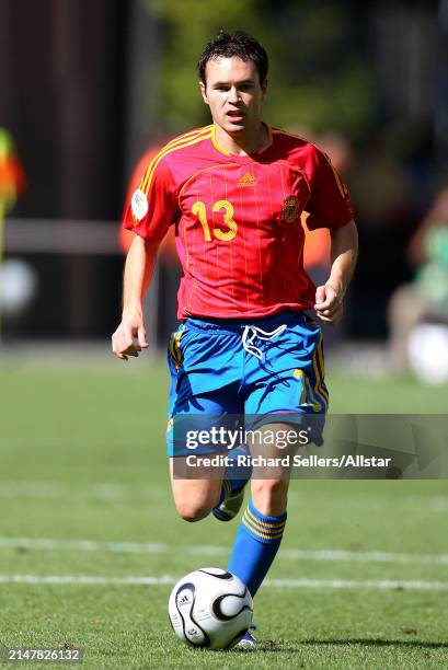 June 23: Andres Iniesta of Spain on the ball during the FIFA World Cup Finals 2006 Group H match between Saudi Arabia and Spain at Fritz-walter...