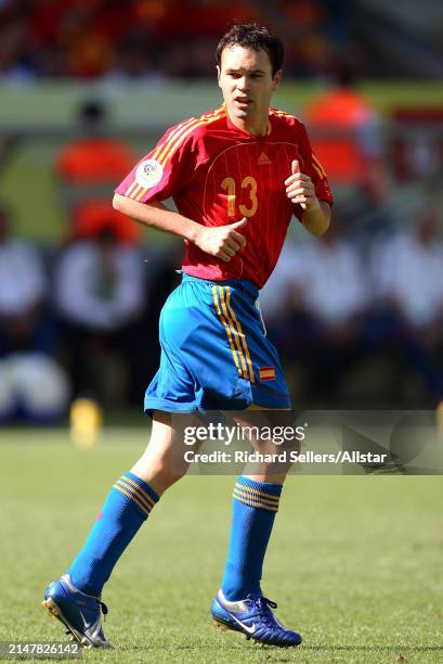 June 23: Andres Iniesta of Spain running during the FIFA World Cup Finals 2006 Group H match between Saudi Arabia and Spain at Fritz-walter Stadium...