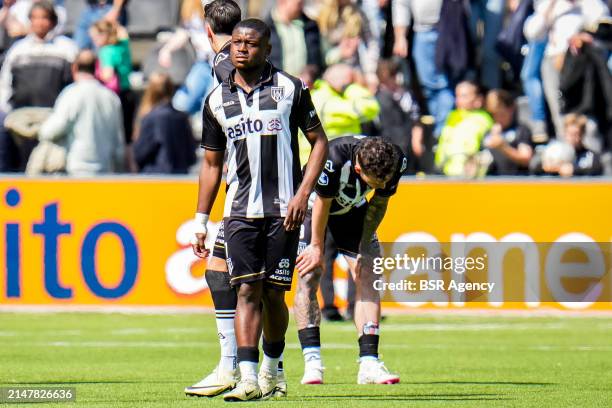 Bryan Limbombe of Heracles Almelo looks dejected during the Dutch Eredivisie match between Heracles Almelo and sc Heerenveen at the Erve Asito on...