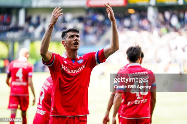 Pelle van Amersfoort of sc Heerenveen celebrates after scoring his team's second goal during the Dutch Eredivisie match between Heracles Almelo and...