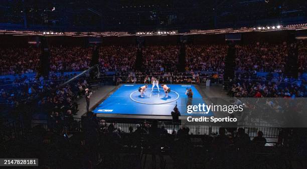 Mark Jones and Robert Fuimaono at the World Championship Sumo held at The Theater at Madison Square Garden on April 13, 2024 in New York, New York.