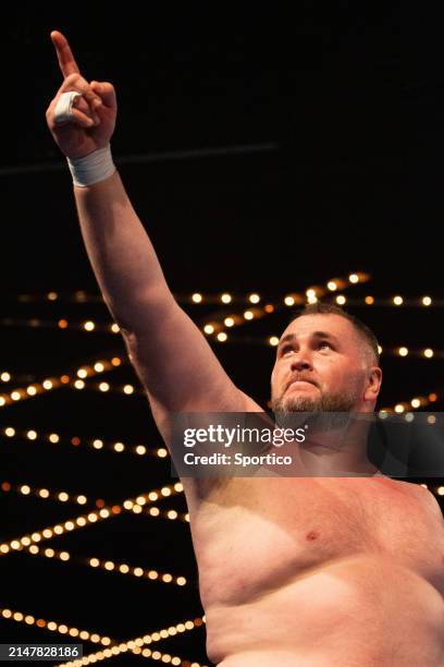 Soslan "Big Bear" Gaglov at the World Championship Sumo held at The Theater at Madison Square Garden on April 13, 2024 in New York, New York.