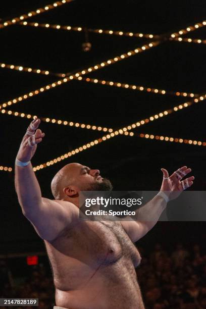 Oosuna "Sandstorm" Arashi at the World Championship Sumo held at The Theater at Madison Square Garden on April 13, 2024 in New York, New York.