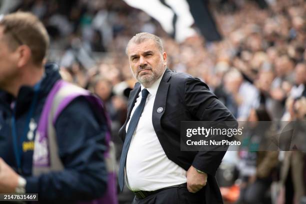 Tottenham Hotspur Manager Ange Postecoglou is watching the Premier League match between Newcastle United and Tottenham Hotspur at St. James's Park in...