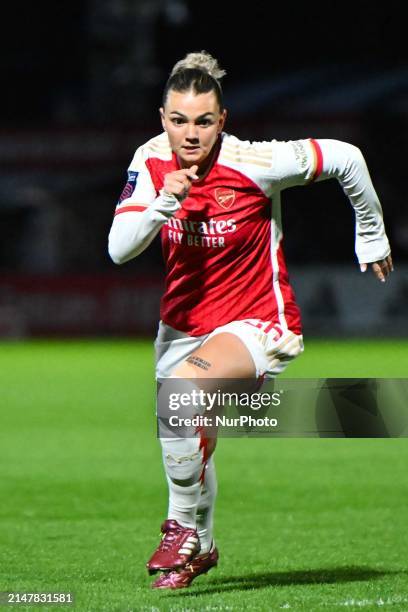 Laura Wienroither of Arsenal, wearing number 26, is playing during the Barclays FA Women's Super League match between Arsenal and Bristol City at...