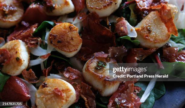 Scallop Salad with Fennel and Prosciutto made by Ben Conniff, co-founder of Luke's Lobster, at his home in Portland on Thursday, January 4, 2024.