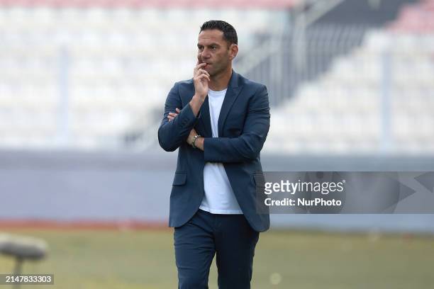 Luciano Zauri, head coach of Hamrun Spartans, is gesturing during the BOV Premier League soccer match between Gzira United FC and Hamrun Spartans FC...