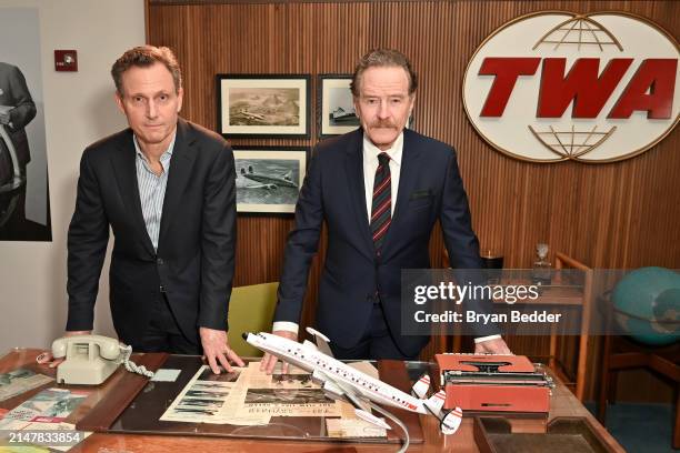 Tony Goldwyn and Bryan Cranston attend the 2024 Americares Airlift Benefit at the TWA Hotel on April 11, 2024 in New York City.