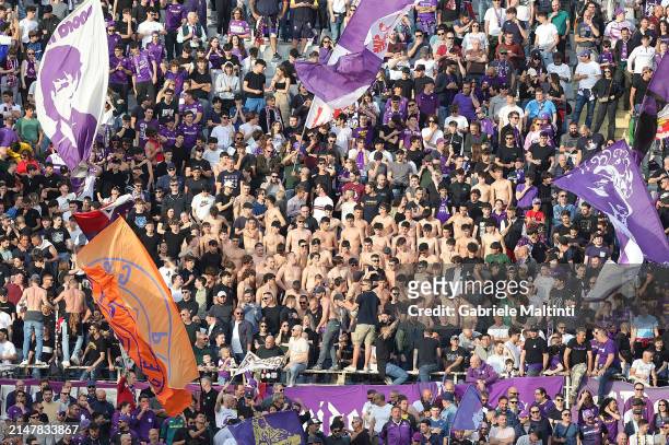 Fans of ACF Fiorentina during the Serie A TIM match between ACF Fiorentina and Genoa CFC at Stadio Artemio Franchi on April 15, 2024 in Florence,...