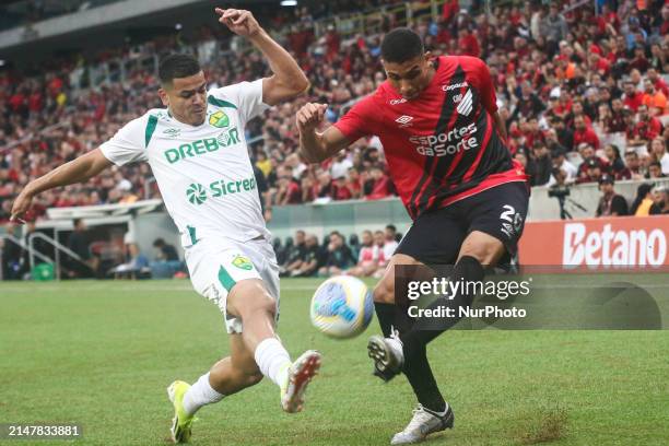 Player Julimar of Athletico PR is disputing against player Riquelme of Cuiaba during the match between Athletico PR and Cuiaba for the Brazilian...