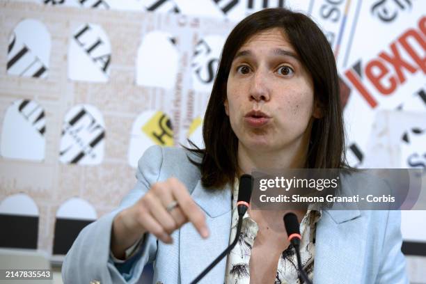 The secretary of the Democratic Party Elly Schlein meets journalists from the foreign press during a press conference in the new headquarters of the...