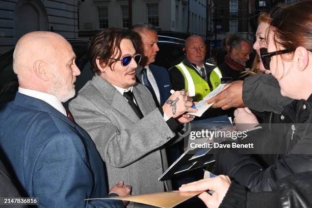 Johnny Depp attends the UK Premiere of "Jeanne Du Barry" at The Curzon Mayfair on April 15, 2024 in London, England.