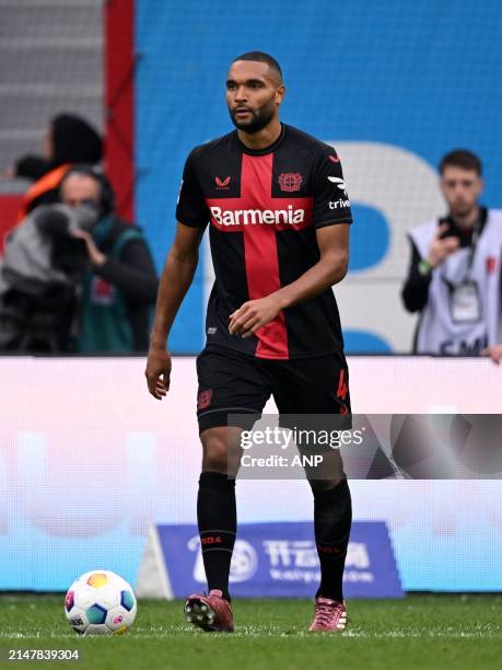 Jonathan Tah of Bayer 04 Leverkusen during the Bundesliga match between Bayer 04 Leverkusen and Werder Bremen at the Bay Arena on April 14, 2024 in...