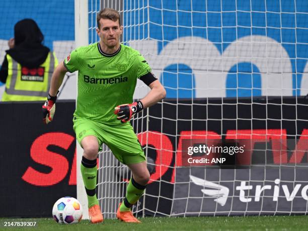 Bayer 04 Leverkusen goalkeeper Lukas Hradecky during the Bundesliga match between Bayer 04 Leverkusen and Werder Bremen at the Bay Arena on April 14,...