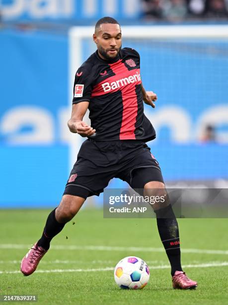 Jonathan Tah of Bayer 04 Leverkusen during the Bundesliga match between Bayer 04 Leverkusen and Werder Bremen at the Bay Arena on April 14, 2024 in...