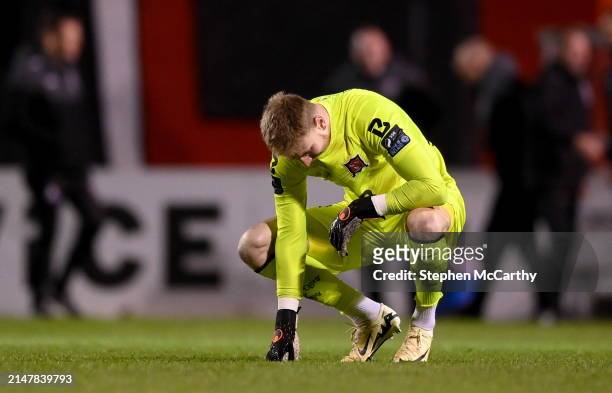 Dublin , Ireland - 15 April 2024; Dundalk goalkeeper George Shelvey at the final whistle of the SSE Airtricity Men's Premier Division match between...