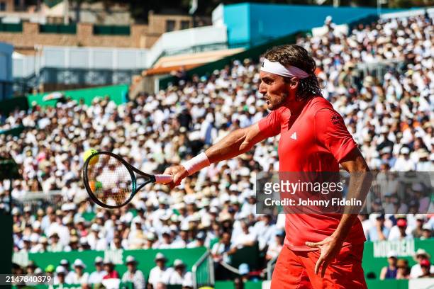 Stefanos TSITSIPAS of Greece during the final of Rolex Monte-Carlo Masters 1000 at Monte-Carlo Country Club on April 14, 2024 in Monte-Carlo, Monaco.