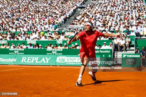 Stefanos TSITSIPAS of Greece during the final of Rolex Monte-Carlo Masters 1000 at Monte-Carlo Country Club on April 14, 2024 in Monte-Carlo, Monaco.