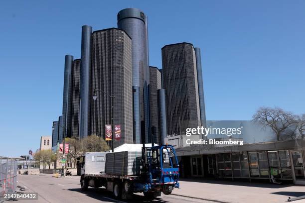 The General Motors Co. Headquarters inside the Renaissance Center in Detroit, Michigan, US, on Monday, April 15, 2024. General Motors Co. Is planning...