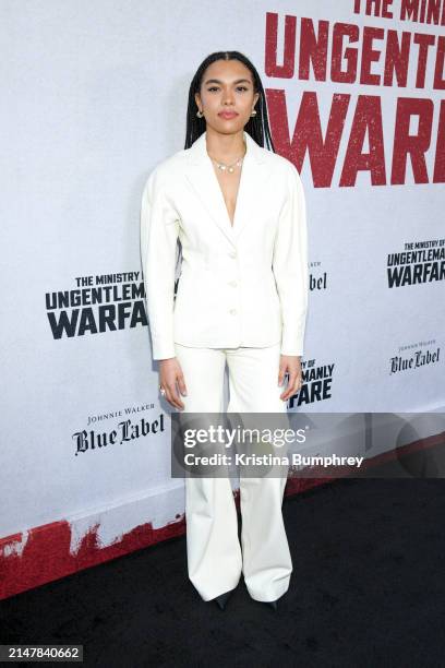 Sofia Bryant at the New York premiere of "The Ministry of Ungentlemanly Warfare" held at AMC Lincoln Square on April 15, 2024 in New York City.