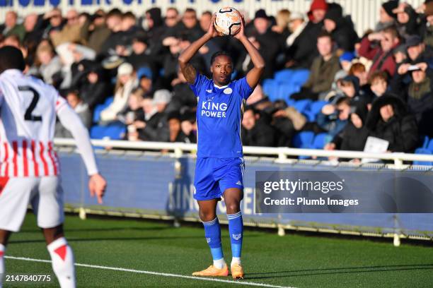 Silko Thomas of Leicester City during the Leicester City U21 v Stoke City U21: Premier League 2 match at Leicester City Training Ground, Seagrave on...