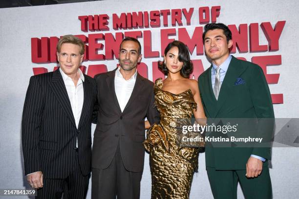 Cary Elwes, Mohammed Al Turki, Eiza González and Henry Golding at the New York premiere of "The Ministry of Ungentlemanly Warfare" held at AMC...