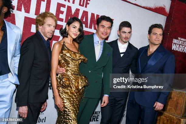 Jerry Bruckheimer, Eiza González, Henry Golding, Hero Fiennes Tiffin and Henry Cavill at the New York premiere of "The Ministry of Ungentlemanly...