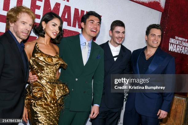 Jerry Bruckheimer, Eiza González, Henry Golding, Hero Fiennes Tiffin and Henry Cavill at the New York premiere of "The Ministry of Ungentlemanly...