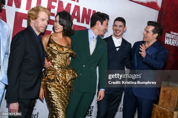 Jerry Bruckheimer, Eiza González, Henry Golding, Hero Fiennes Tiffin and Henry Cavill at the New York premiere of "The Ministry of Ungentlemanly...