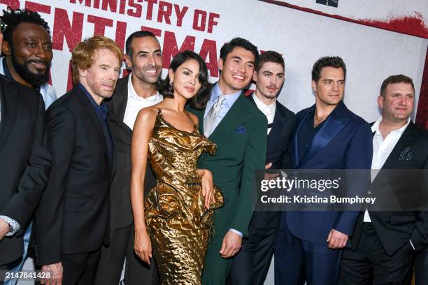 Babs Olusanmokun, Jerry Bruckheimer, Mohammed Al Turki, Eiza González, Henry Golding, Hero Fiennes Tiffin, Henry Cavill and John Friedberg at the New...