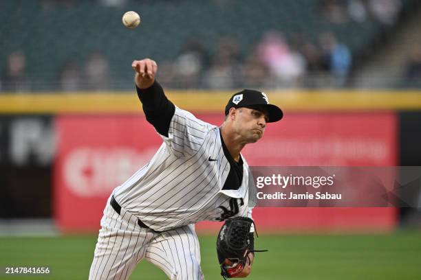 Nick Nastrini of the Chicago White Sox pitches during his MLB debut in the first inning against the Kansas City Royals at Guaranteed Rate Field on...