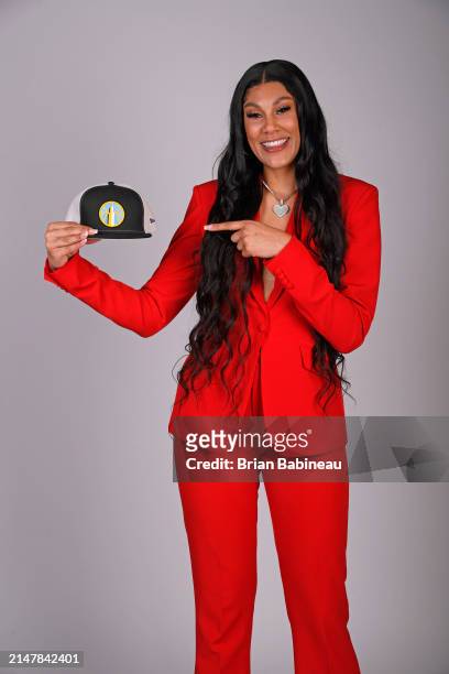 Kamilla Cardoso poses for a portrait after being drafted by the Chicago Sky during the 2024 WNBA Draft on April 14, 2024 at the Brooklyn Academy of...